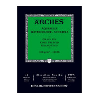 Альбом для акварели Arches CP 300г 23х31см 100% хлопок 12л