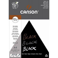 Альбом Canson Black А4, 240г/м2 чорний папір, 20аркушів