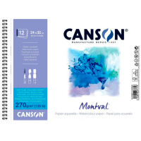 Альбом на спирали для акварели Canson Montval 270г/м2, крупное зерно, 24х32см, 12 листов