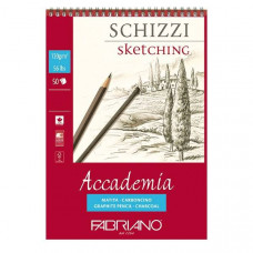 Альбом для графики на спирали Accademia А5 (14,8*21см) 120г/м2, 50л, мелкое зерно, Fabriano Альбом для графики на спирали Accademia А5 (14,8*21см) 120г/м2, 50л, мелкое зерно, Fabriano