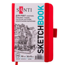 Скетчбук для графики 110г 10х15см 100л Красный, Santi