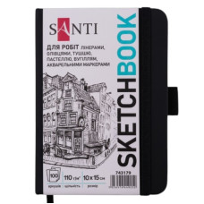 Скетчбук для графики 110г 10х15см 80л Черный, Santi