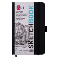 Скетчбук для графики 110г 13х21см 80л Черный, Santi