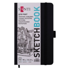 Скетчбук для графики 110г 13х21см 80л Черный, Santi