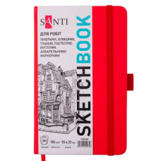 Скетчбук для графики 110г 13х21см 80л Красный, Santi