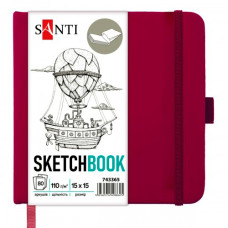 Скетчбук для графіки 110г 15×15см 80арк Сливовий, Santi