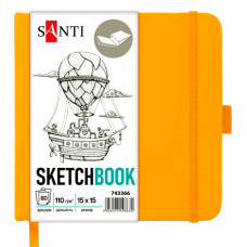 Скетчбук для графіки 110г 15×15см 80арк Жовтий, Santi