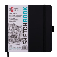 Скетчбук для графики 110г 18х18см 80л Черный, Santi