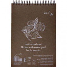 Альбом для акварелі на спіралі AUTHENTIC А5 280г/м2 20л коричневий папір SMILTAINIS