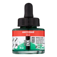 Тушь акриловая AMSTERDAM INK, (615) Изумрудный зеленый, 30мл, Royal Talens