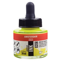 Тушь акриловая AMSTERDAM INK, (256) Отражающий желтый, 30мл, Royal Talens