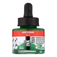 Туш акрилова AMSTERDAM INK, (619) Перм. зелений темний, 30мл, Royal Talens