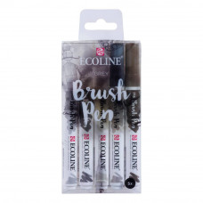 Набір пензлів-ручок Ecoline Brushpen GREY 5 кол, Royal Talens