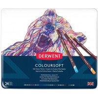 Набір кольорових олівців Derwent Coloursoft 24 кол. у металевій коробці