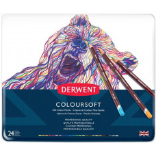 Набір кольорових олівців Derwent Coloursoft 24 кол. у металевій коробці