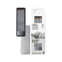 Олівці Winsor Newton Medium Graphite 6 штук металевий пенал