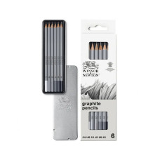 Олівці Winsor Newton Medium Graphite 6 штук металевий пенал