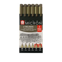 Лінери PIGMA Micron 6 штук Чорні, Sakura