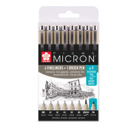 Набор линеров Pigma Micron 6шт, Brush 1шт и PN 1шт, Sakura