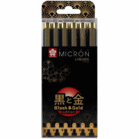 Набір лінерів Pigma Micron Black&Gold 6 шт лімітована колекція, Sakura