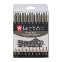 Набор линеров PIGMA Micron 10 штук Черные, Sakura