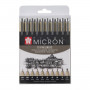 Набір лінерів PIGMA Micron 10 штук Чорні, Sakura