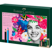 Подарункові олівці Faber-Castell Polychromos 32 кольори з аксесуарами