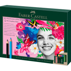 Подарочные карандаши Faber-Castell Polychromos 32 цвета с аксессуарами