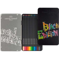 Набор 12 цветных карандашей Black Edition в пенале, Faber-Castell