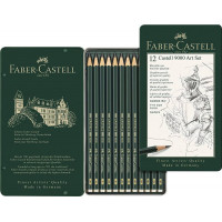 Набор чернографитных карандашей 12шт 2Н-8В метал.коробка 119065 FABER-CASTELL