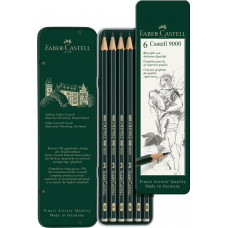 Карандаши Faber-Castell 9000 в наборе 6 штук HB-8B, 119063