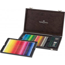 Набор цветных карандашей Faber-Castell Polychromos 48 цветов с аксессуарами в деревянном пенале, 110006