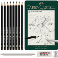 Набор Faber-Castell для графики 11 предметов Pitt Graphite Matt в металлическом пенале, 115220