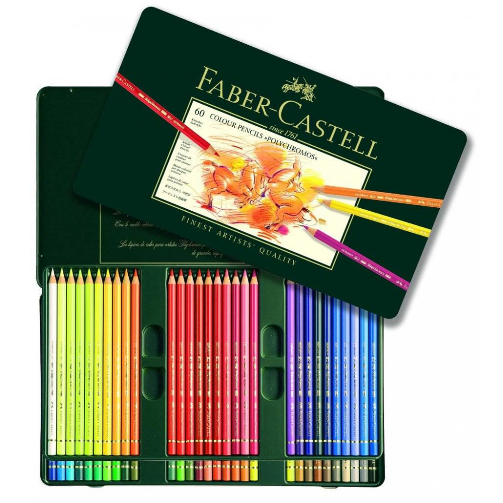 Набір кольорових олівців 60 кольорів POLYCHROMOS метал.коробка 110060 FABER-CASTELL