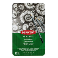 Набір чорнографітних олівців Academy Sketching Tin металевий пенал, 12 штук, 6B-5H, "Derwent"