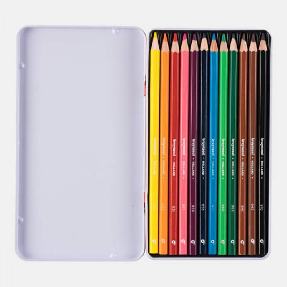 Набір кольорових олівців SUPER COLOUR 12шт у металевій коробці, Bruynzeel