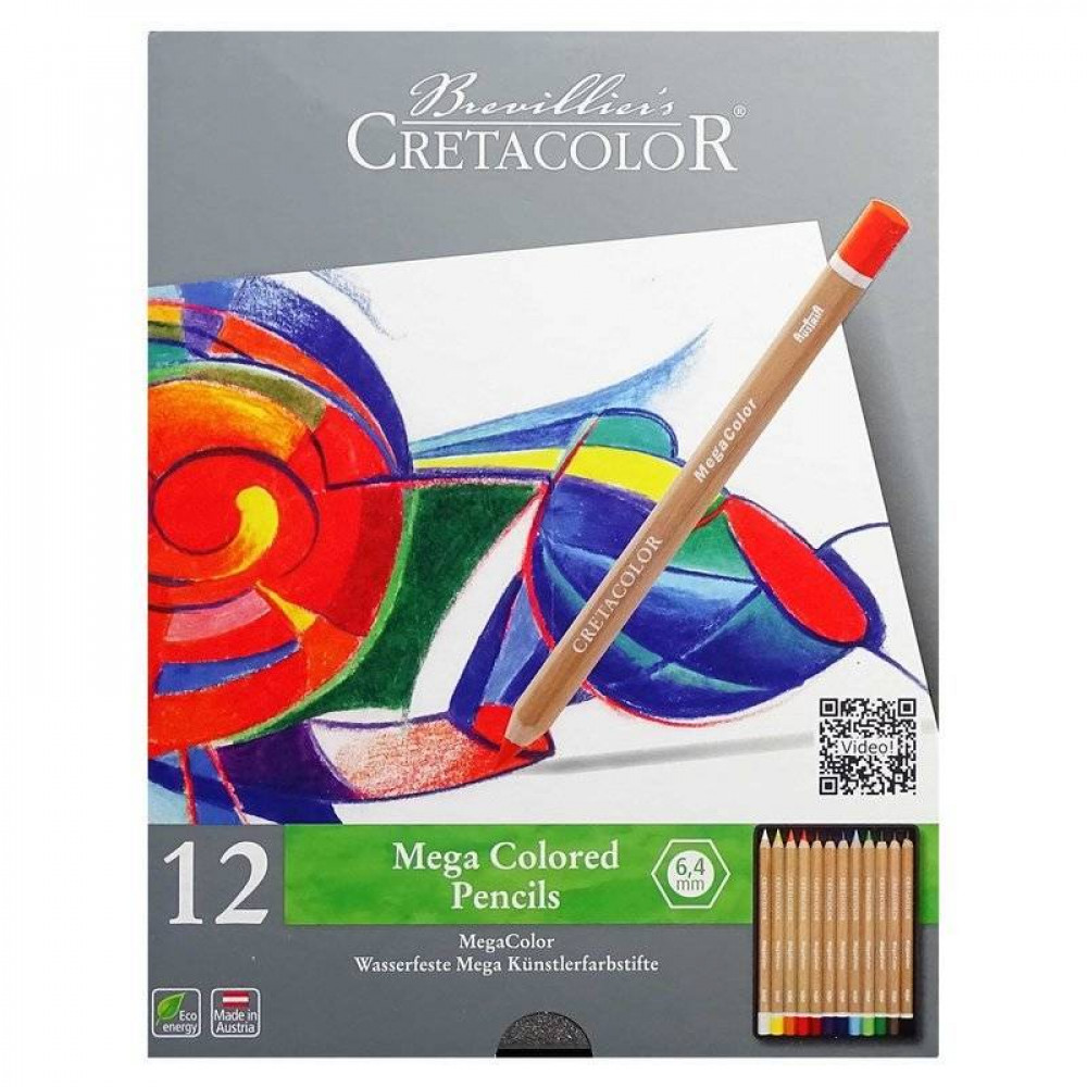 Набір кольорових олівців Megacolor 12 кольорів металева коробка, Cretacolor