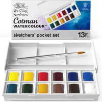 Набор акварели Winsor Newton Cotman Sketchers, 12 цветов, кисть