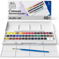 Набір акварелі Winsor Newton Cotman Studio, 45 кольорів, пензель
